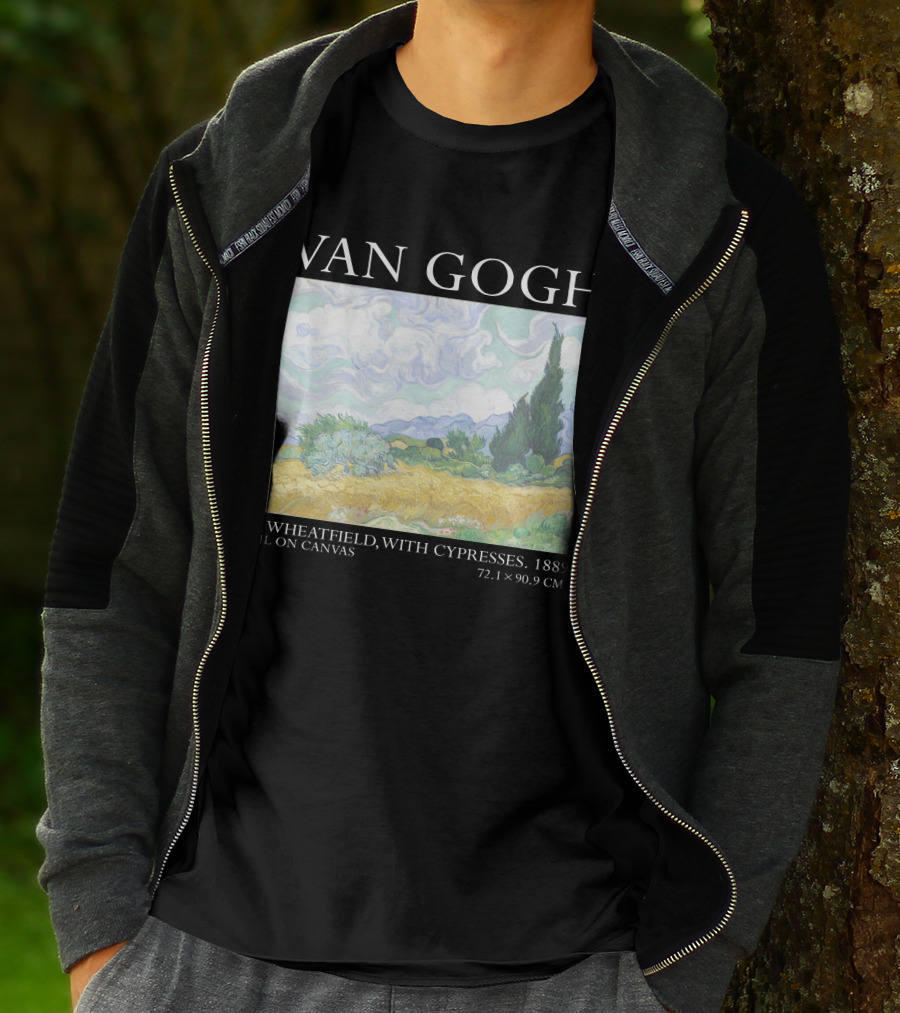 Van Gogh Wheatfield With Cypresses 1889 Oil On Canvas 72.1 X 90.9 Cm T-Shirt