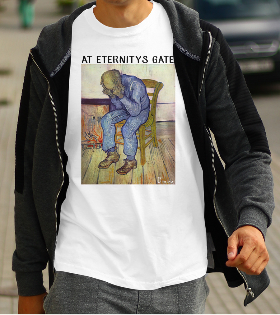 At Eternitys Gate Vincent Van Gogh Vintage Painting Chair Fire Mood T-Shirt