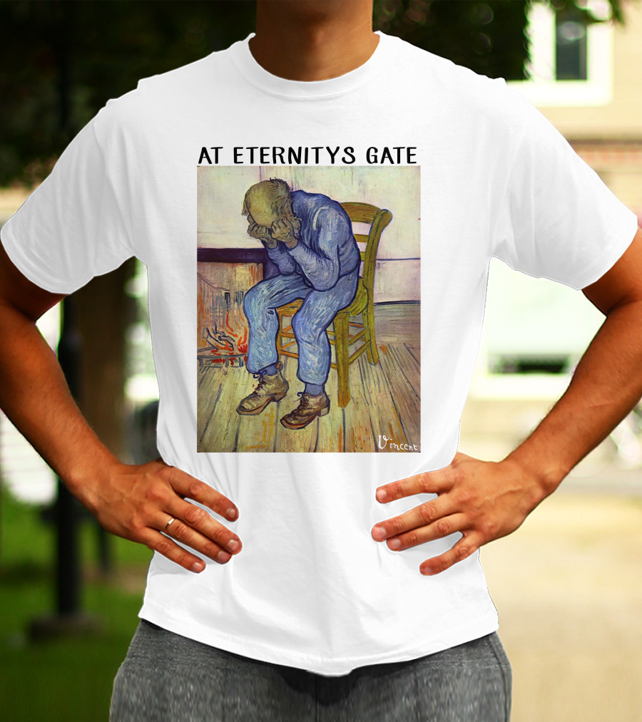At Eternitys Gate Vincent Van Gogh Vintage Painting Chair Fire Mood T-Shirt