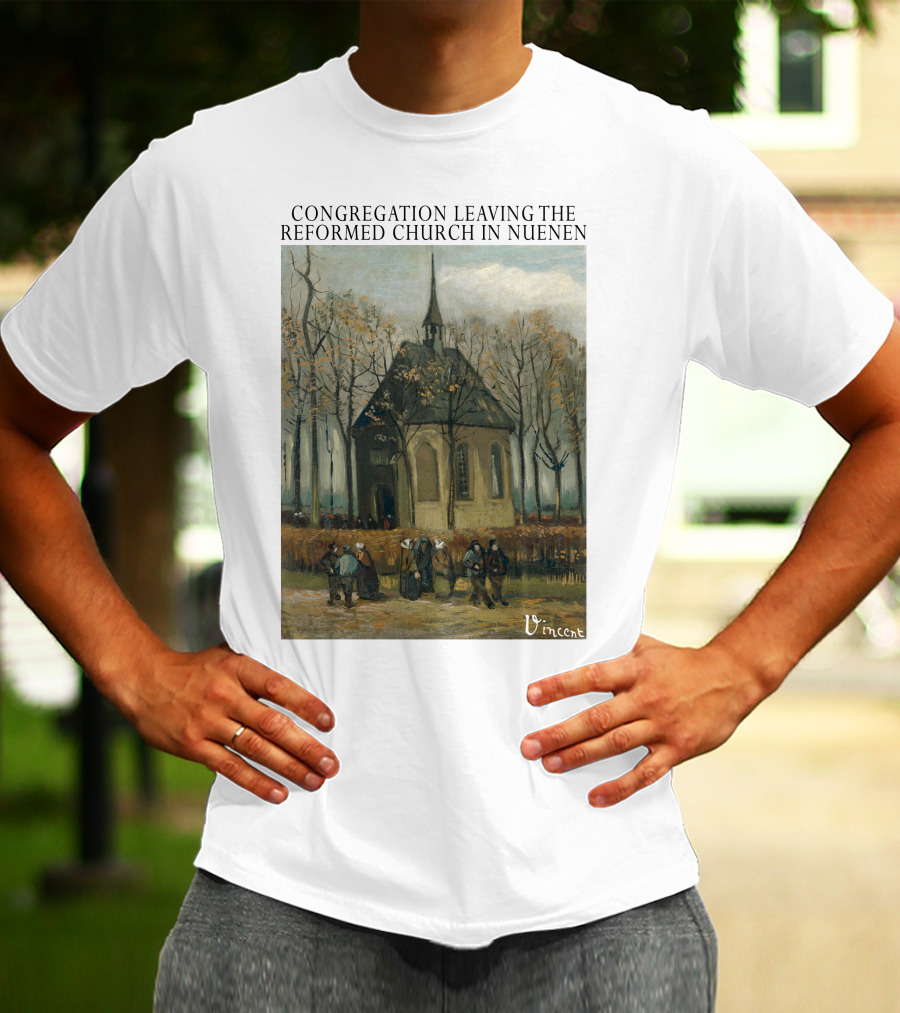 Congregation Leaving The Reformed Church In Nuenen Vincent Van Gogh Painting T-Shirt