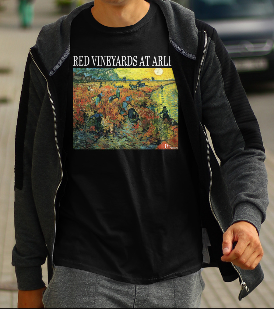 Red Vineyards At Arles Vincent Van Gogh Painting Dark T-Shirt
