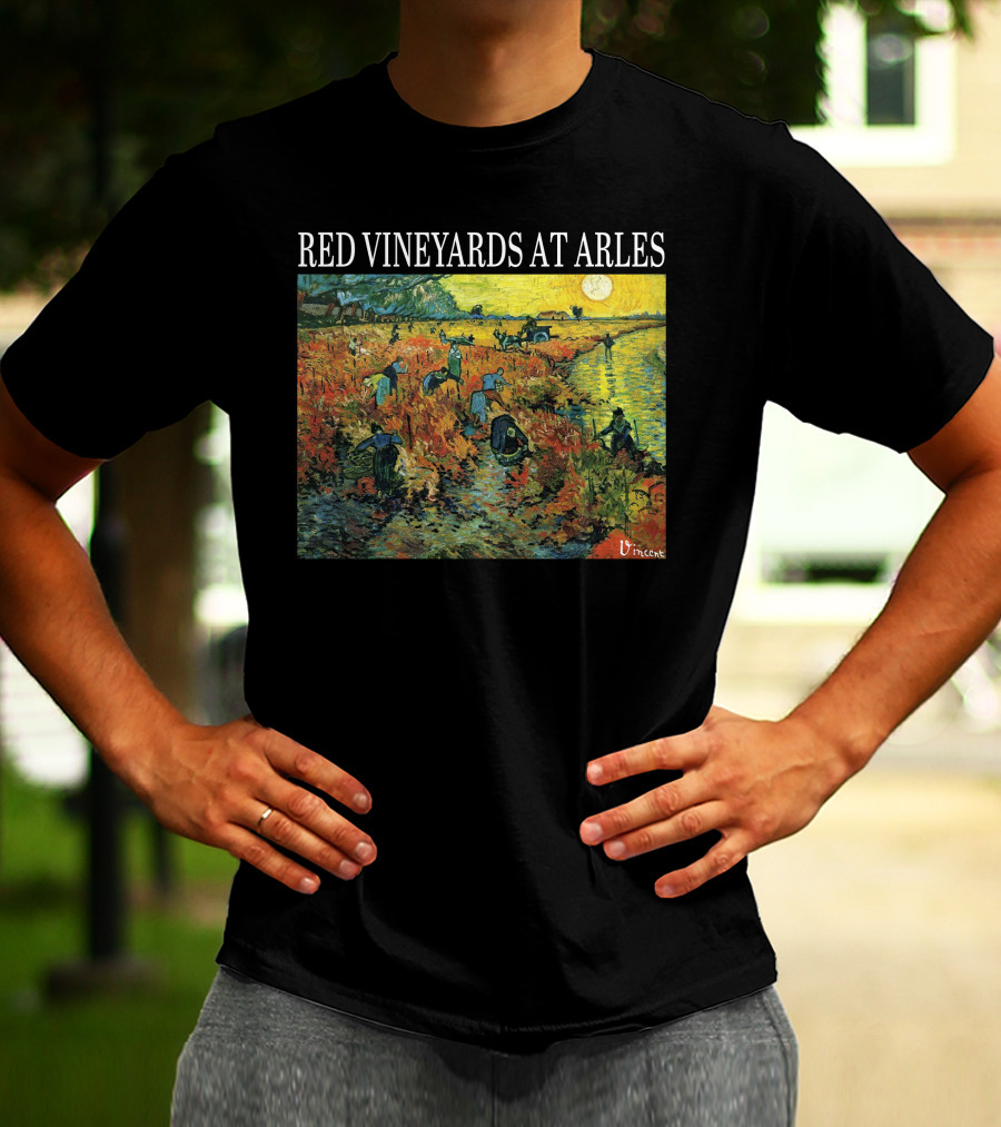 Red Vineyards At Arles Vincent Van Gogh Painting Dark T-Shirt