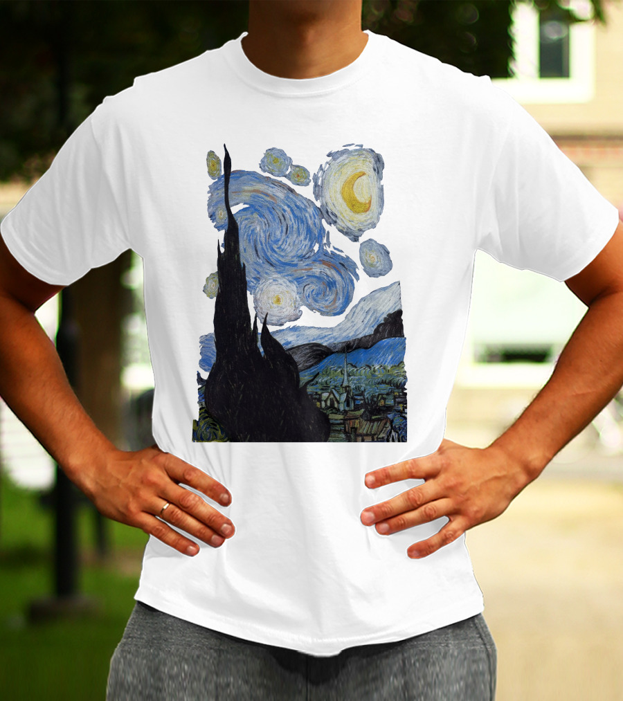 Starry Night Vincent Van Gogh Painting Swirls And Sky T-Shirt