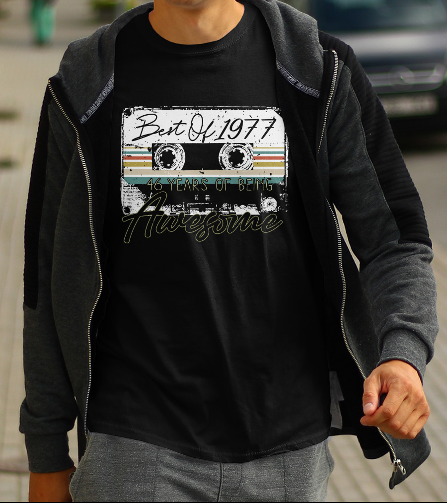 Best Of 1977 46 Years Awesome Music Cassette T-Shirt