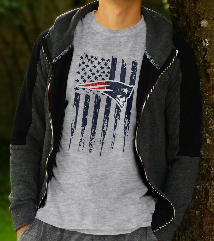 New England Patriots American Flag Patriot Head T-Shirt