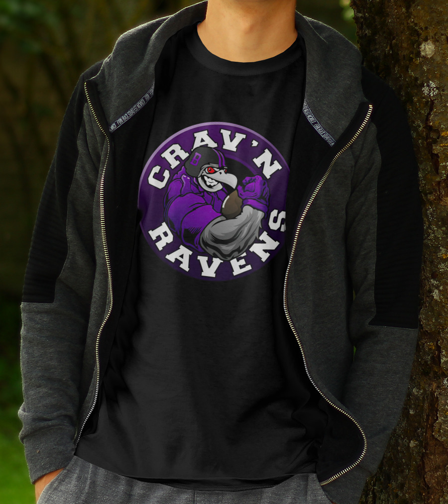 Crav'n Ravens Baltimore Football Mascot Power Pose T-Shirt