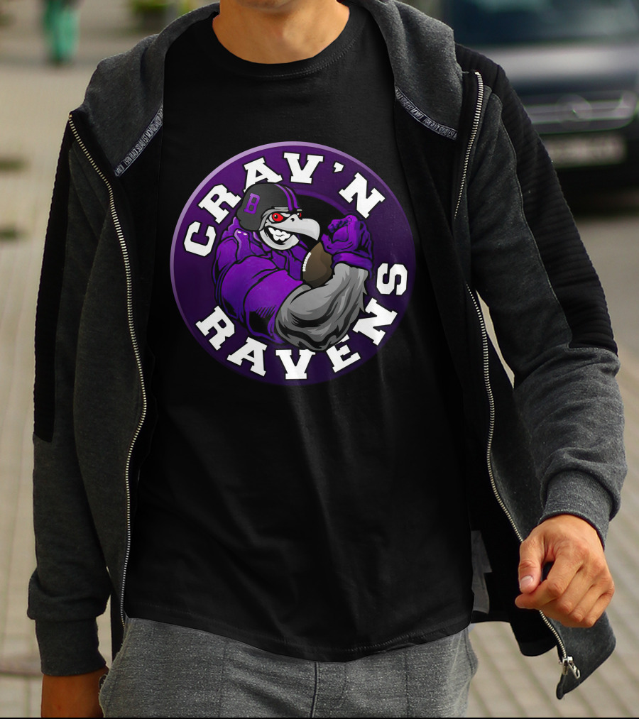 Crav'n Ravens Baltimore Football Mascot Power Pose T-Shirt