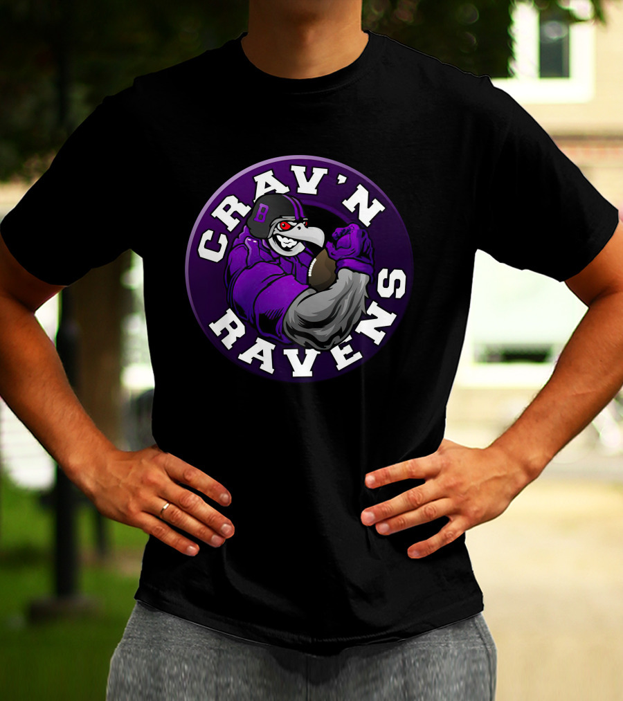 Crav'n Ravens Baltimore Football Mascot Power Pose T-Shirt