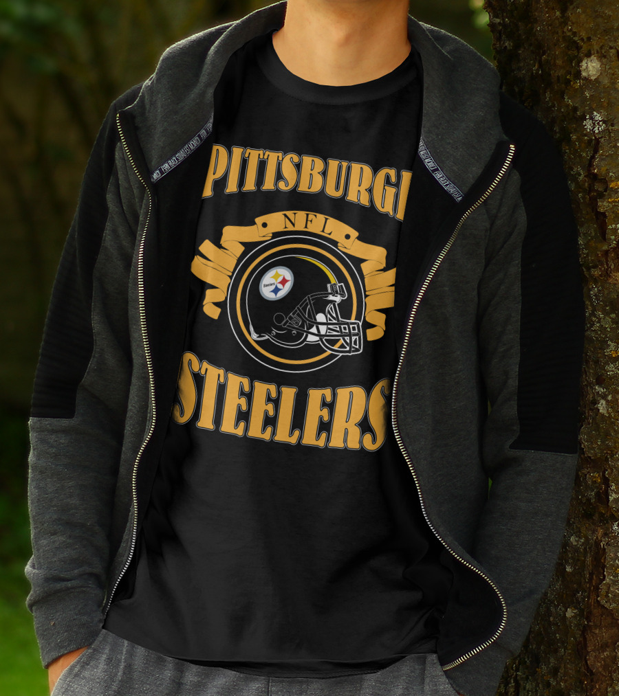 Pittsburgh Steelers NFL Logo Helmet T-Shirt