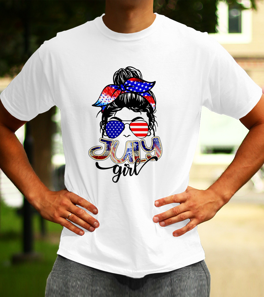 July Girl Patriotic Sunglasses And Bandana T-Shirt