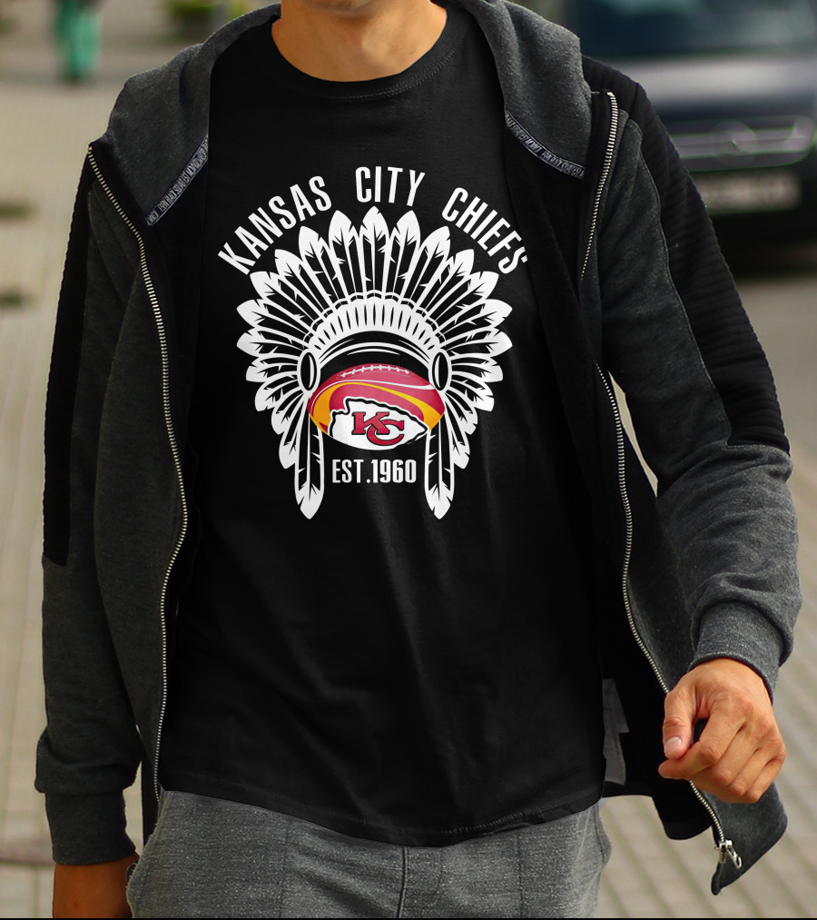 Kansas City Chiefs Est. 1960 Football Headdress T-Shirt