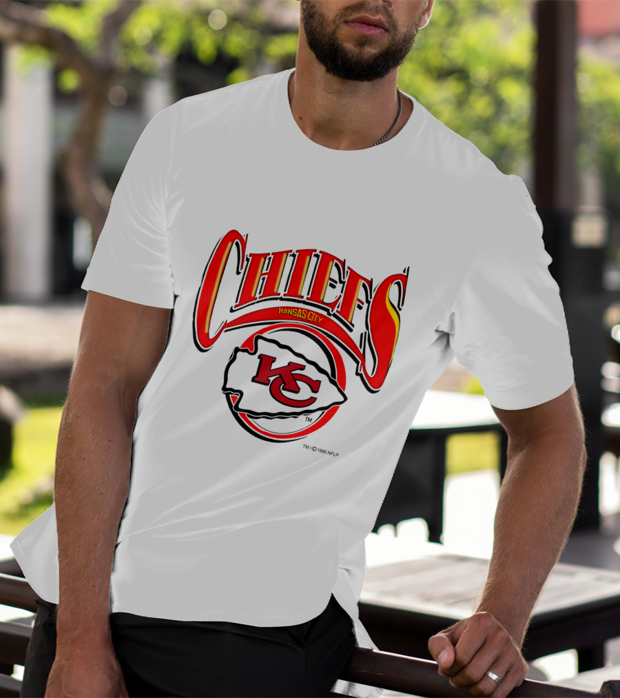 Kansas City Chiefs Logo Red Yellow Design 1996 NFLP T-Shirt