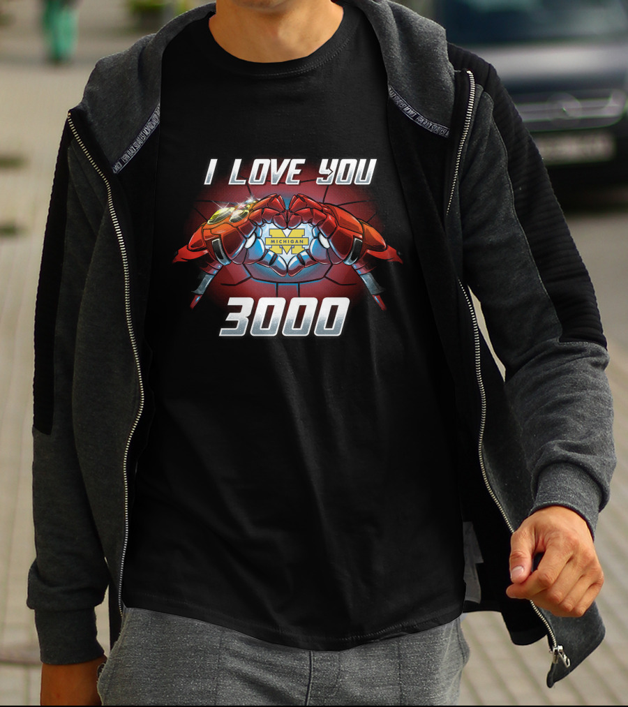 I Love You Michigan 3000 Iron Man Hands T-Shirt