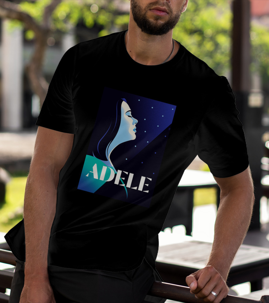 ADELE 1436941 Retro Style Portrait With Night Sky T-Shirt