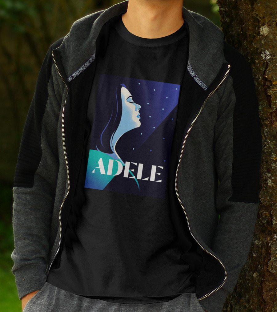 ADELE 1436941 Retro Style Portrait With Night Sky T-Shirt