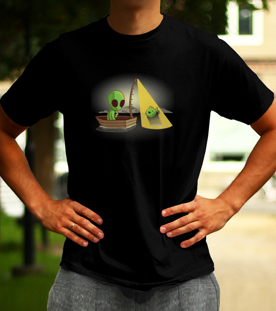 Alien Fishing UFO Light Beam Catch Boat T-Shirt