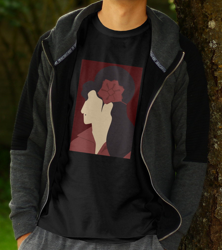 Amy Winehouse Minimalist Art Profile With Red Flower 1373543 T-Shirt