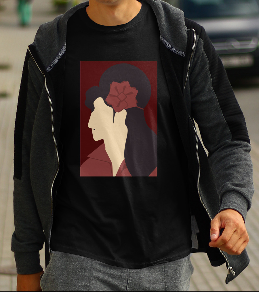 Amy Winehouse Minimalist Art Profile With Red Flower 1373543 T-Shirt
