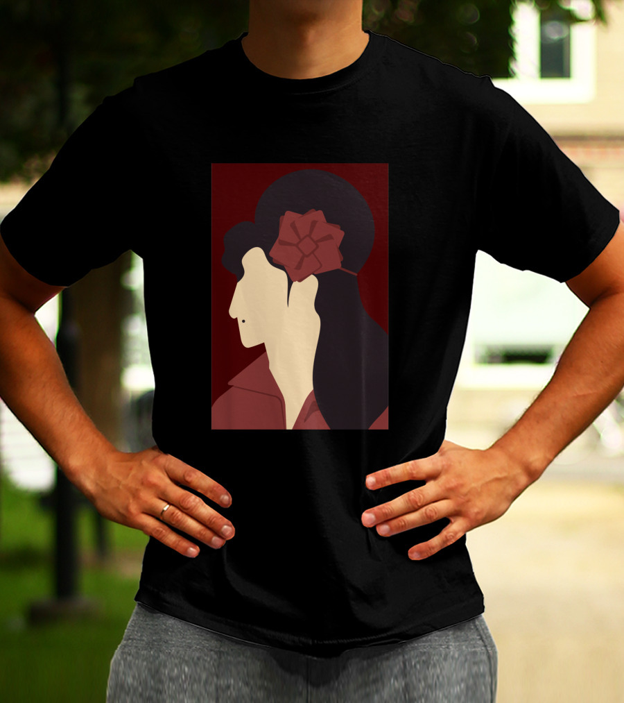 Amy Winehouse Minimalist Art Profile With Red Flower 1373543 T-Shirt