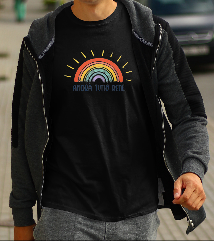 Andrà Tutto Bene Colorful Rainbow Sunburst 1442674 T-Shirt