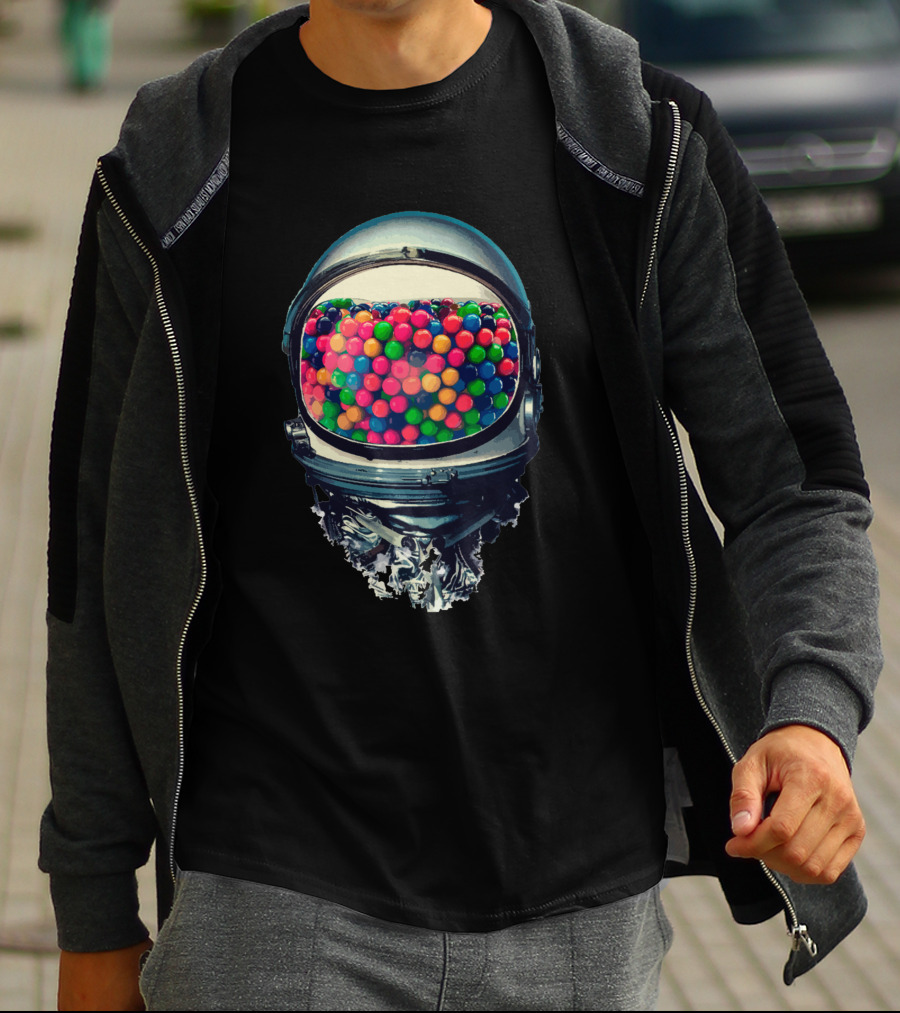 Astrogum 9339 Colorful Gumballs In Space Helmet T-Shirt