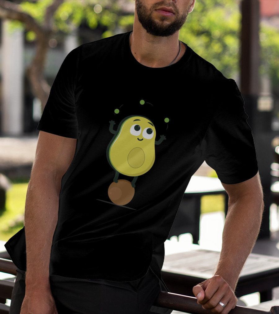 Avocado Juggler Balancing On Pit With Smiling Cartoon Expression T-Shirt