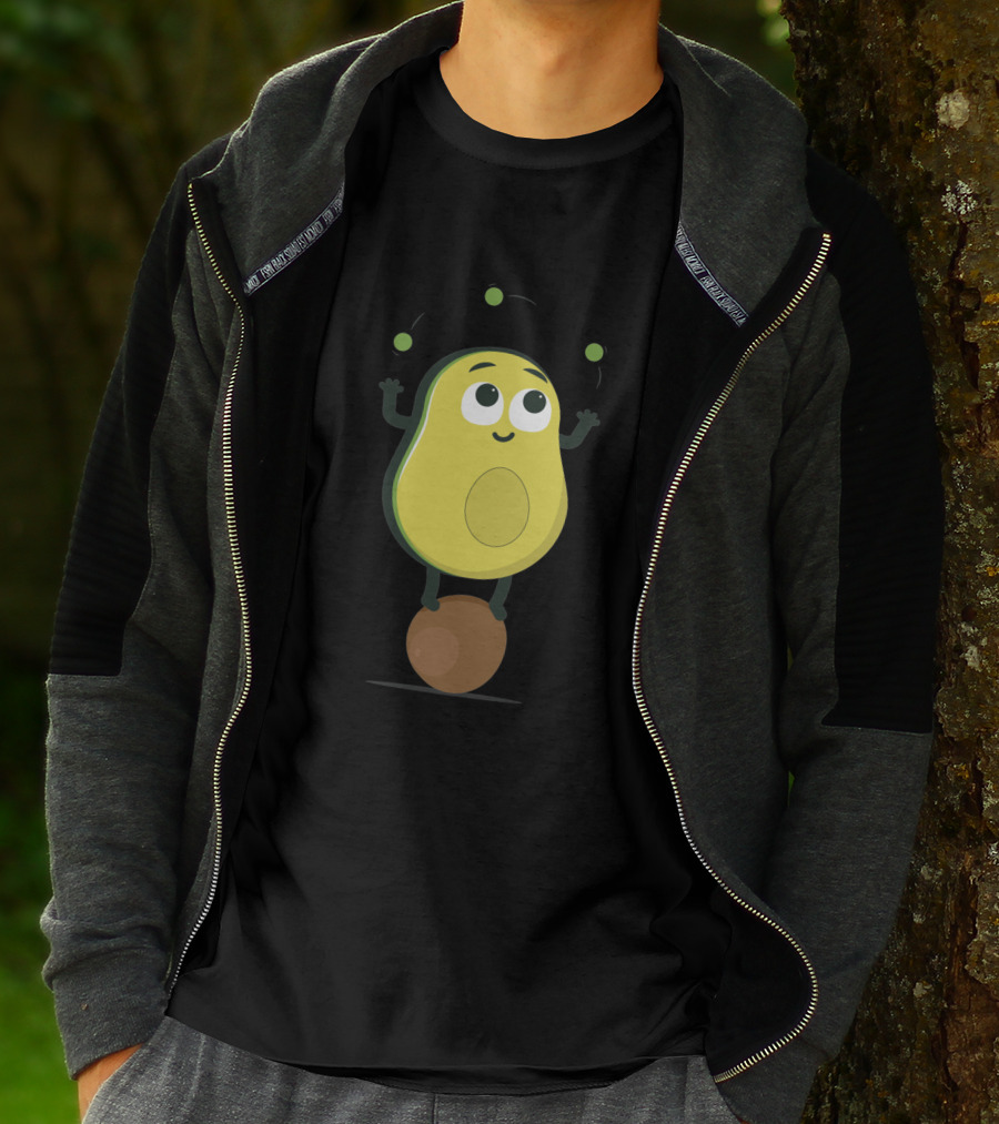 Avocado Juggler Balancing On Pit With Smiling Cartoon Expression T-Shirt
