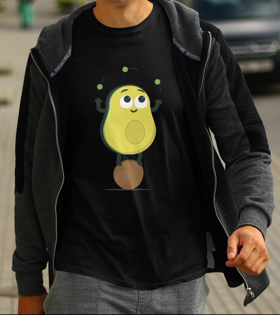 Avocado Juggler Balancing On Pit With Smiling Cartoon Expression T-Shirt