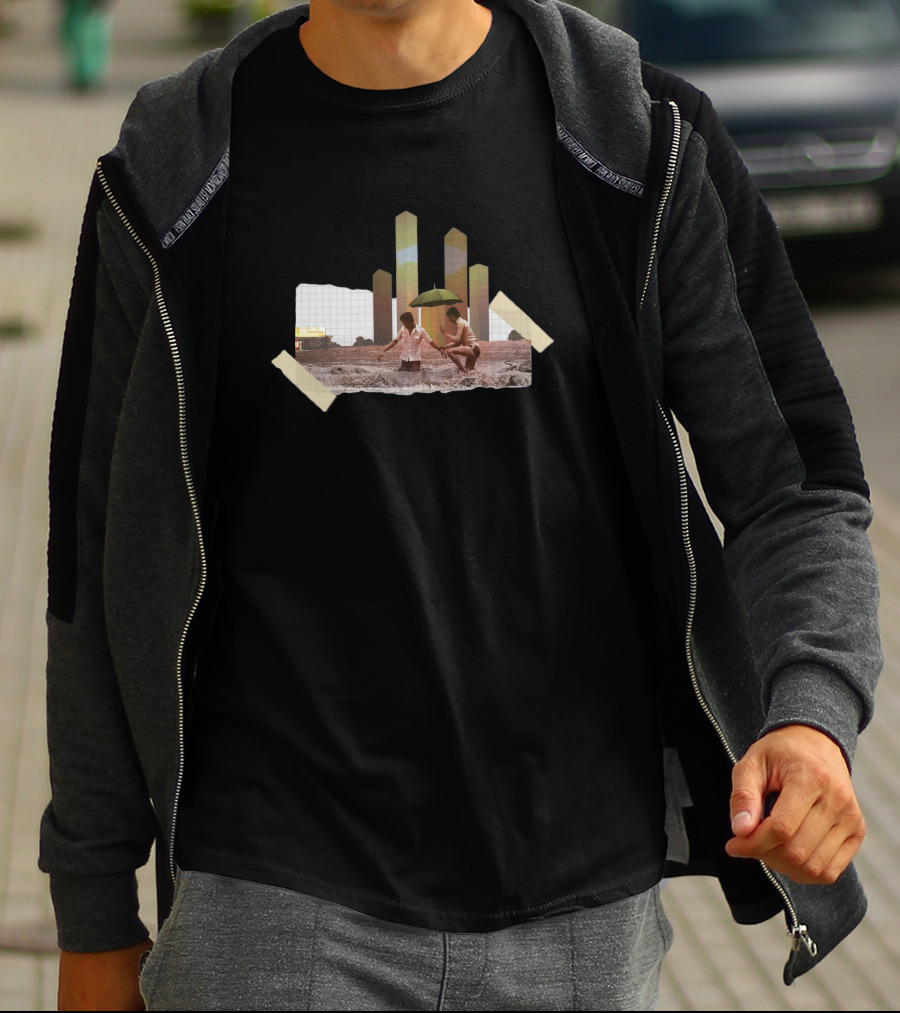 A Situation Became Untenable Beach Scene With Skyscrapers And Umbrella T-Shirt