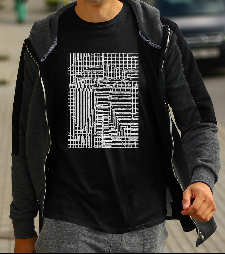 Algorithm V 83818 Black And White Geometric Lines T-Shirt