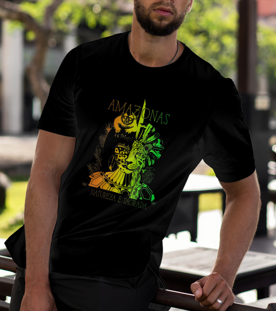 AMAZONAS Natureza É Sagrada 373731 Jaguar Lemur Jungle Spirit T-Shirt