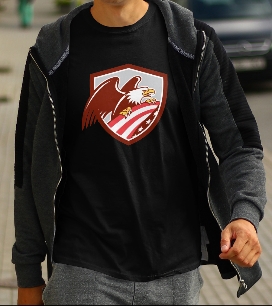American Bald Eagle Shield With USA Flag T-Shirt