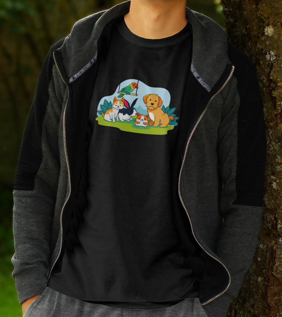 Animal Lucu Kucing Kelinci Anjing Burung 1473433 T-Shirt