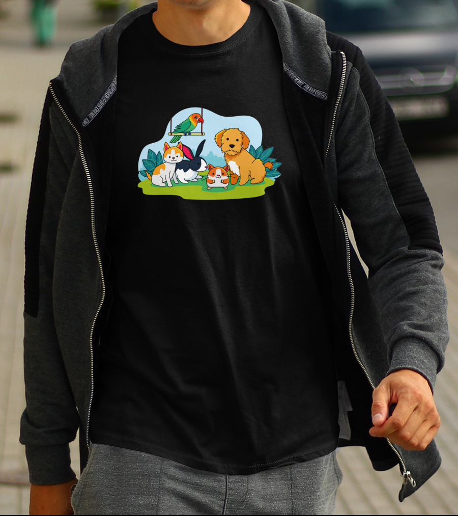 Animal Lucu Kucing Kelinci Anjing Burung 1473433 T-Shirt