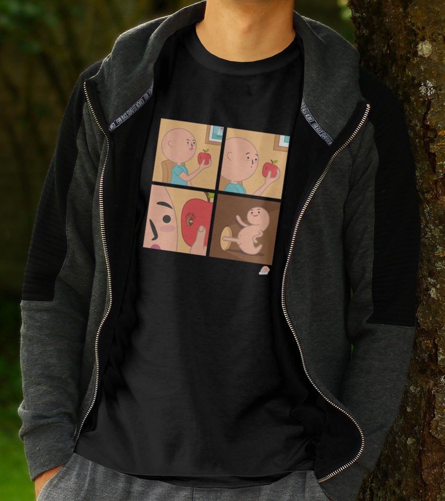 Apple Eating Surprised Baby Escape Comic T-Shirt