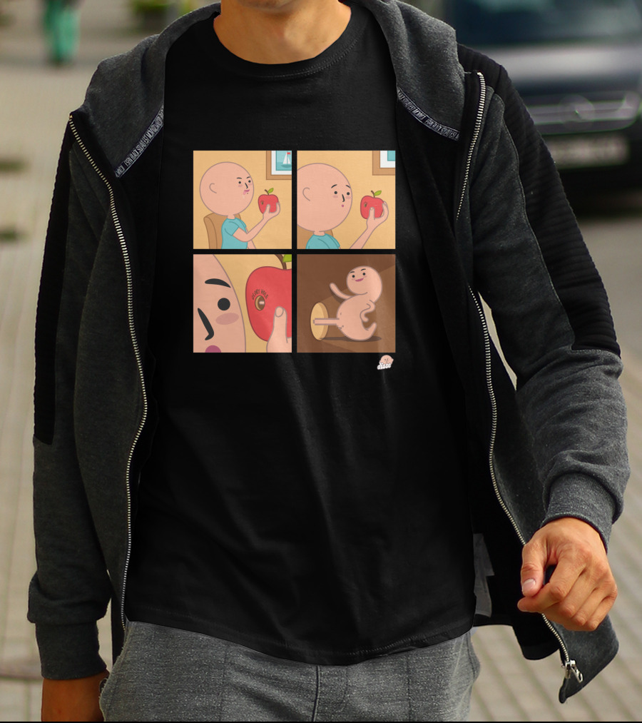Apple Eating Surprised Baby Escape Comic T-Shirt