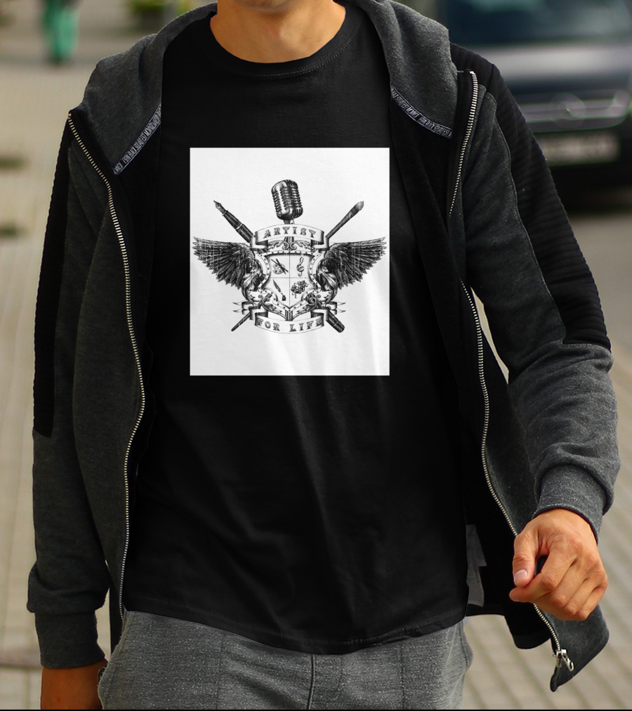 Artist For Life Microphone Brush Wings Shield 234592 T-Shirt