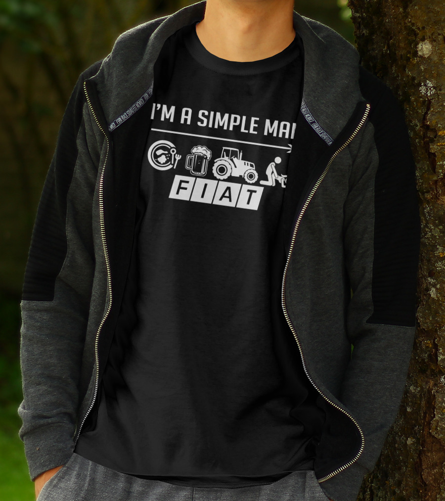 I'm A Simple Man Fiat Tractor Beer Eating T-Shirt
