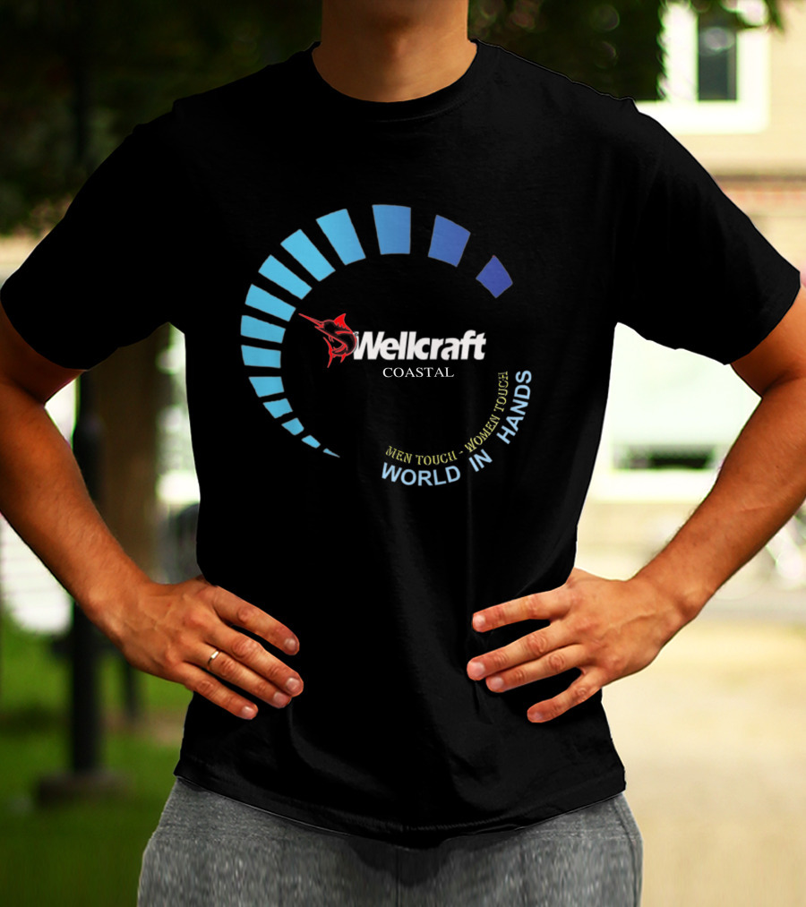 Wellcraft Coastal World In Hands Men Touch Women Touch T-Shirt