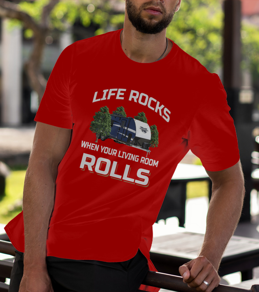 LIFE ROCKS WHEN YOUR LIVING ROOM ROLLS Livin Lite Quicksilver T-Shirt