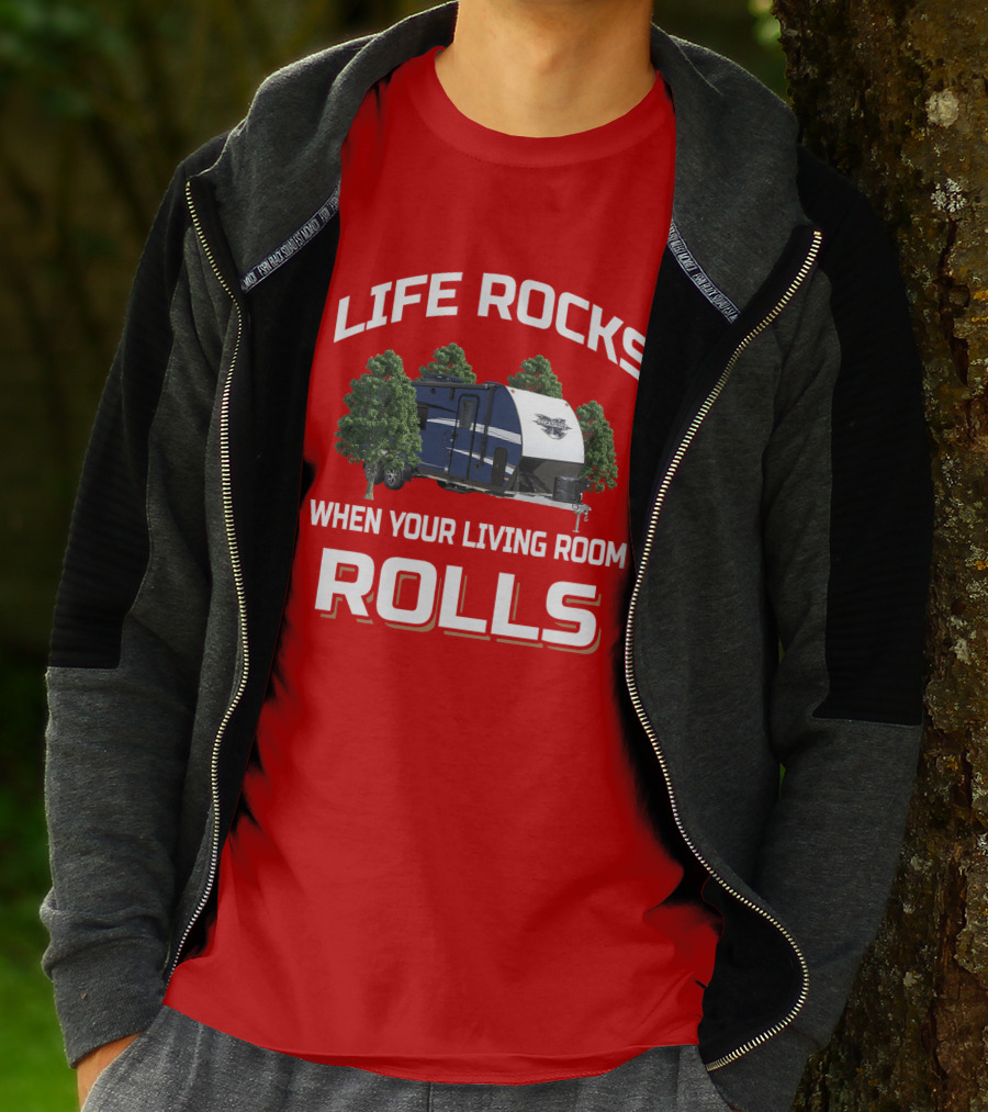 LIFE ROCKS WHEN YOUR LIVING ROOM ROLLS Livin Lite Quicksilver T-Shirt