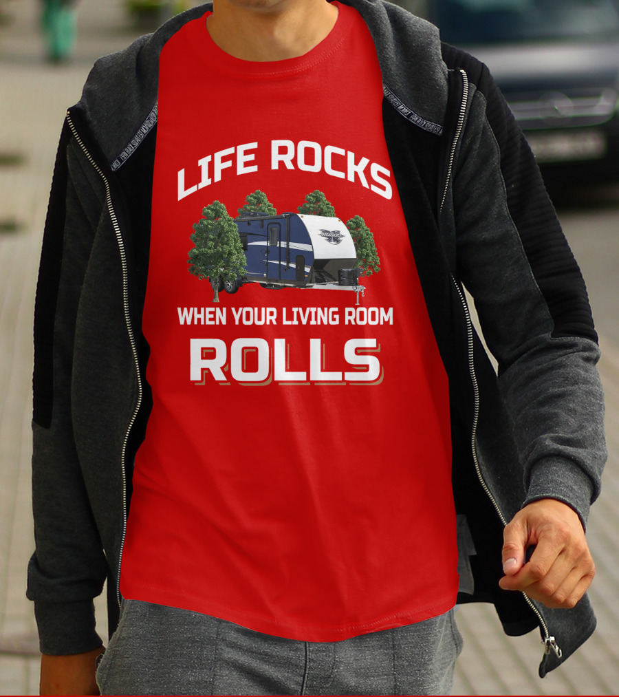 LIFE ROCKS WHEN YOUR LIVING ROOM ROLLS Livin Lite Quicksilver T-Shirt