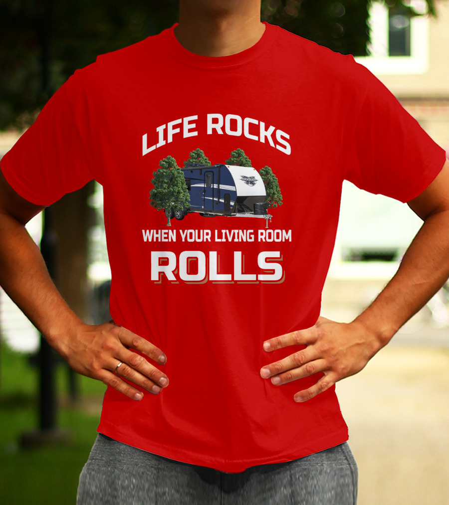 LIFE ROCKS WHEN YOUR LIVING ROOM ROLLS Livin Lite Quicksilver T-Shirt