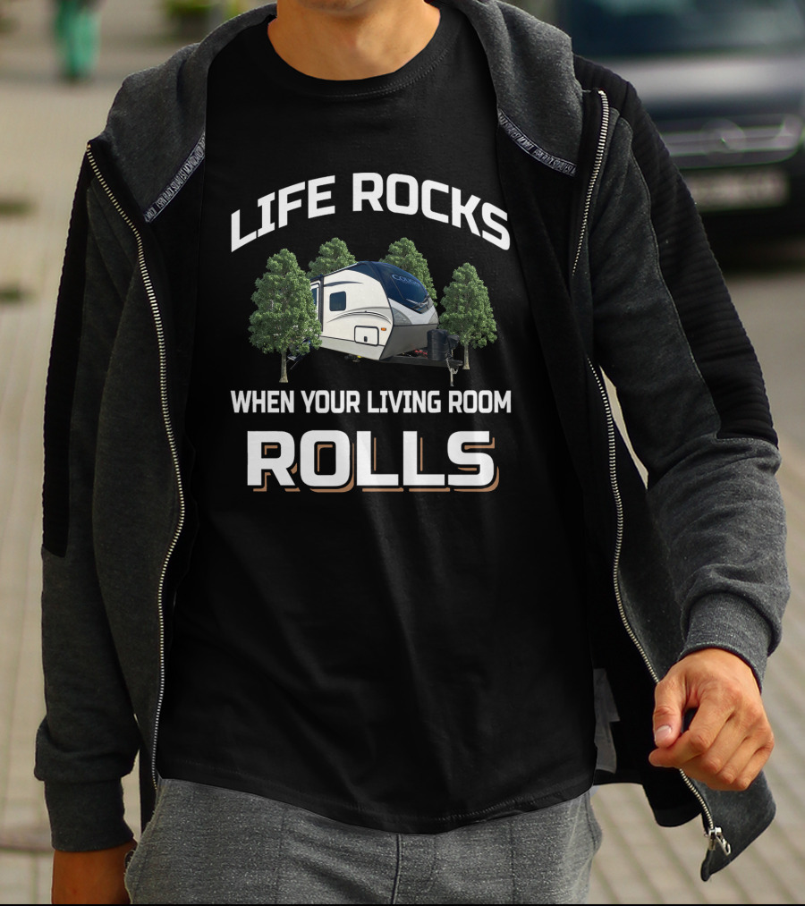 Life Rocks When Your Living Room Rolls Cougar 29Bhs Camper Rv T-Shirt