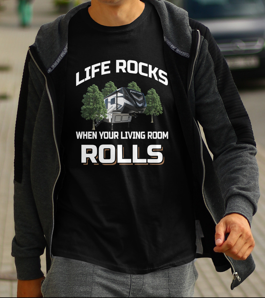 LIFE ROCKS WHEN YOUR LIVING ROOM ROLLS KS Raptor 351 T-Shirt
