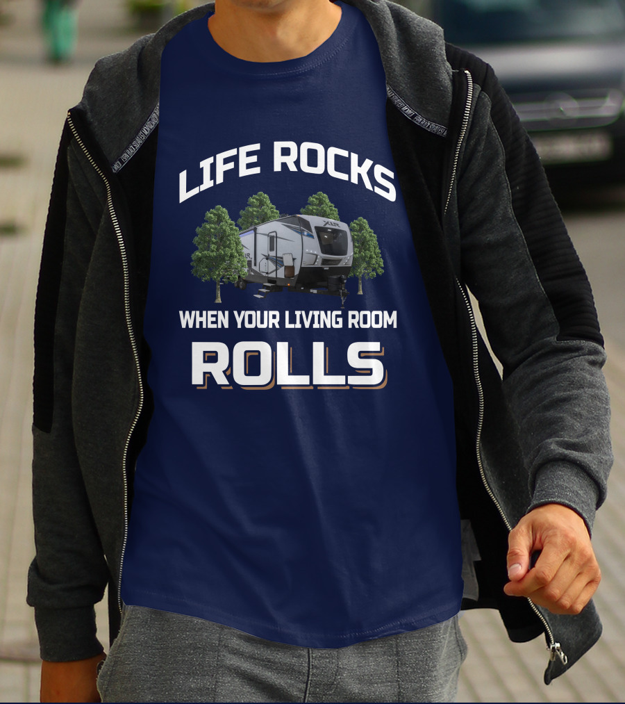 LIFE ROCKS WHEN YOUR LIVING ROOM ROLLS XLR Hyper Lite 3016 T-Shirt