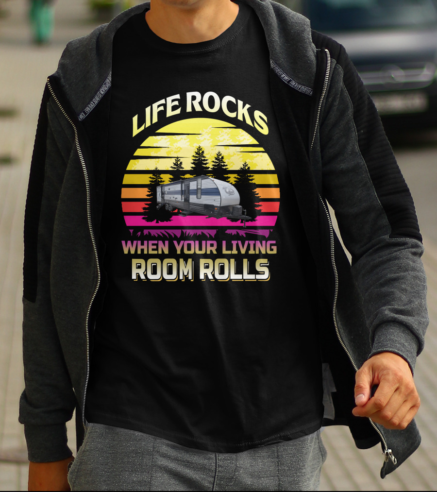 LIFE ROCKS WHEN YOUR LIVING ROOM ROLLS Greywolf 29TE T-Shirt