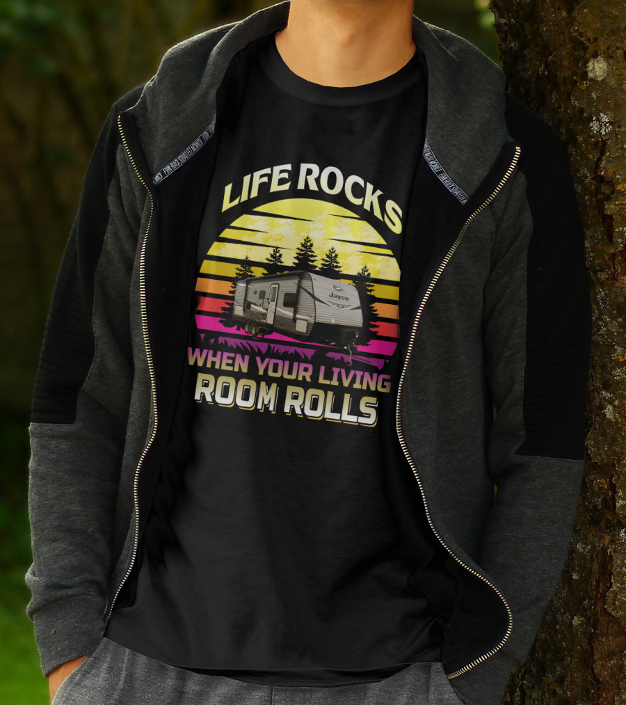 LIFE ROCKS WHEN YOUR LIVING ROOM ROLLS Jayco Jay Flight 242BHS T-Shirt