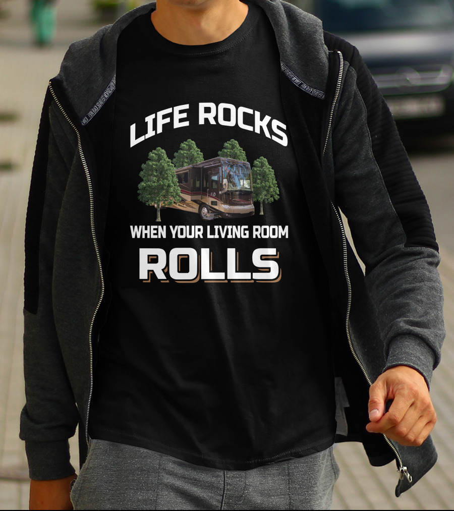 LIFE ROCKS WHEN YOUR LIVING ROOM ROLLS Allegro Bus 450pp T-Shirt