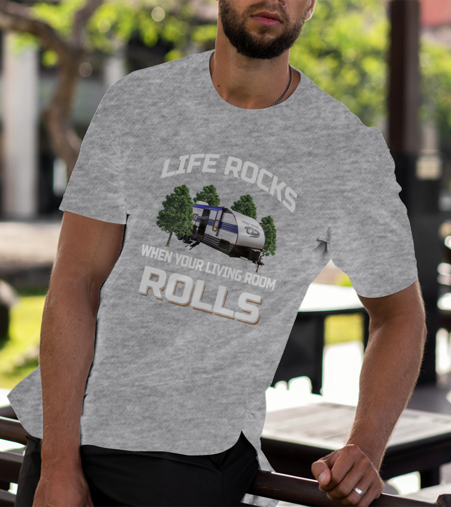 LIFE ROCKS WHEN YOUR LIVING ROOM ROLLS Grey Wolf DBH T-Shirt